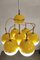 Gelbe Deckenlampe aus emailliertem Metall & Glas, 1960er 2