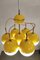 Yellow Enameled Metal & Glass Ceiling Lamp, 1960s 2