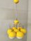Yellow Enameled Metal & Glass Ceiling Lamp, 1960s 3