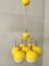 Yellow Enameled Metal & Glass Ceiling Lamp, 1960s, Image 3