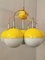 Gelbe Deckenlampe aus emailliertem Metall & Glas, 1960er 7