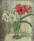 Mid-Century Swedish Oil Painting of Red & White Amaryllis in Vase 2