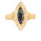 Bague Navette Saphir et Diamants en Or Jaune 18 Carat 1