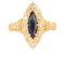 French Sapphire Diamonds Shuttle Ring in 18 Karat Yellow Gold 1