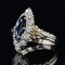 French Sapphire Diamonds Shuttle Ring in 18 Karat Yellow Gold 8