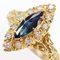 French Sapphire Diamonds Shuttle Ring in 18 Karat Yellow Gold 4