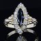 French Sapphire Diamonds Shuttle Ring in 18 Karat Yellow Gold 7