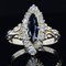 French Sapphire Diamonds Shuttle Ring in 18 Karat Yellow Gold, Image 7