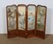 Small Painted Silk & Solid Walnut Screen, 1900 1