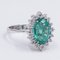 Ring in 18K White Gold with Central Emerald and Diamonds, Image 2