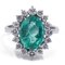 Ring in 18K White Gold with Central Emerald and Diamonds, Image 1