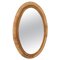 Miroir Ovale Mid-Century en Rotin et Bambou, Italie, 1970s 1