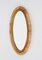 Mid-Century Italian French Riviera Rattan & Bamboo Oval Mirror, 1970s 3