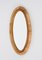 Specchio ovale Mid-Century in vimini e bambù, Italia, anni '70, Immagine 3