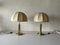 Fabric Shade & Brass Atomic Body Table Lamps, Germany, 1980s, Set of 2 2