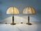 Fabric Shade & Brass Atomic Body Table Lamps, Germany, 1980s, Set of 2 4