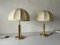Fabric Shade & Brass Atomic Body Table Lamps, Germany, 1980s, Set of 2 1
