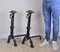 Gothic Style Bronze and Iron Andirons, 19th Century, Set of 2 1