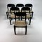 Mid-Century Esszimmerstühle aus schwarzem Holz & Binse, 1970er, 6er Set 5