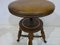 Gothic Victorian Adjustable Oak Piano Stool with Cast Iron and Glass Claw Feet 9