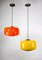 Lampes à Suspension Vintage en Verre Orange et Jaune, Set de 2 1