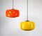 Lampes à Suspension Vintage en Verre Orange et Jaune, Set de 2 2