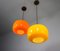 Lampade a sospensione vintage in vetro arancione e giallo, set di 2, Immagine 5