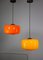 Lampes à Suspension Vintage en Verre Orange et Jaune, Set de 2 4