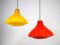 Mid-Century Yellow & Orange Glass Pendant Lamps, Set of 2 2