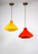 Mid-Century Yellow & Orange Glass Pendant Lamps, Set of 2, Image 1