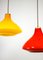 Mid-Century Yellow & Orange Glass Pendant Lamps, Set of 2 3
