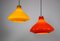 Lampes à Suspension Mid-Century en Verre Jaune et Orange, Set de 2 5