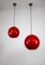 Vintage Red Glass Pendant Lamps, Set of 2 1