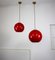 Lampade a sospensione vintage in vetro rosso, set di 2, Immagine 4