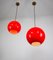 Lampade a sospensione vintage in vetro rosso, set di 2, Immagine 10