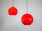 Vintage Red Glass Pendant Lamps, Set of 2 5