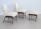 Mid-Century Italian Wood & Bouclé Slipper Chairs & Footstool, 1950, Set of 3, Image 18