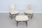 Chaises et Repose-Pieds Mid-Century en Bois et Bouclé, Italie, 1950, Set de 3 1