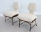 Mid-Century Italian Wood & Bouclé Slipper Chairs & Footstool, 1950, Set of 3 9