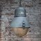 Vintage Industrial Gray Oval Metal & Holophane Glass Ceiling Light, Image 6