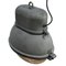 Vintage Industrial Gray Oval Metal & Holophane Glass Ceiling Light 3