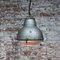 Vintage French Industrial Round Gray Mercury Glass Pendant Light 5