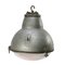 Vintage French Industrial Round Gray Mercury Glass Pendant Light, Image 1