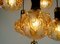 Mid-Century Amber Glass & Brass Hanging Lamp, 1970s 9