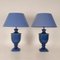 Vintage French Cobalt Blue Porcelain Vase Table Lamps by Robert Kostka, 1970s, Set of 2 1