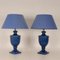 Vintage French Cobalt Blue Porcelain Vase Table Lamps by Robert Kostka, 1970s, Set of 2 2