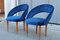 Italian Blue Cobalt Velvet, Maple & Brass Bedroom Chairs, 1950s, Set of 2 2