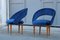 Italian Blue Cobalt Velvet, Maple & Brass Bedroom Chairs, 1950s, Set of 2, Image 4
