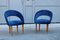 Italian Blue Cobalt Velvet, Maple & Brass Bedroom Chairs, 1950s, Set of 2 8