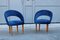 Italian Blue Cobalt Velvet, Maple & Brass Bedroom Chairs, 1950s, Set of 2, Image 8